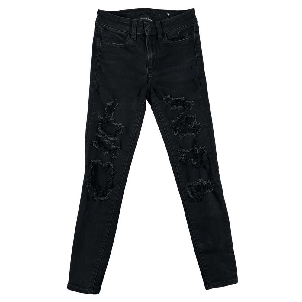 American Eagle Outfitters Jeans Womens 0 Charcoal Jegging Distressed 24x25